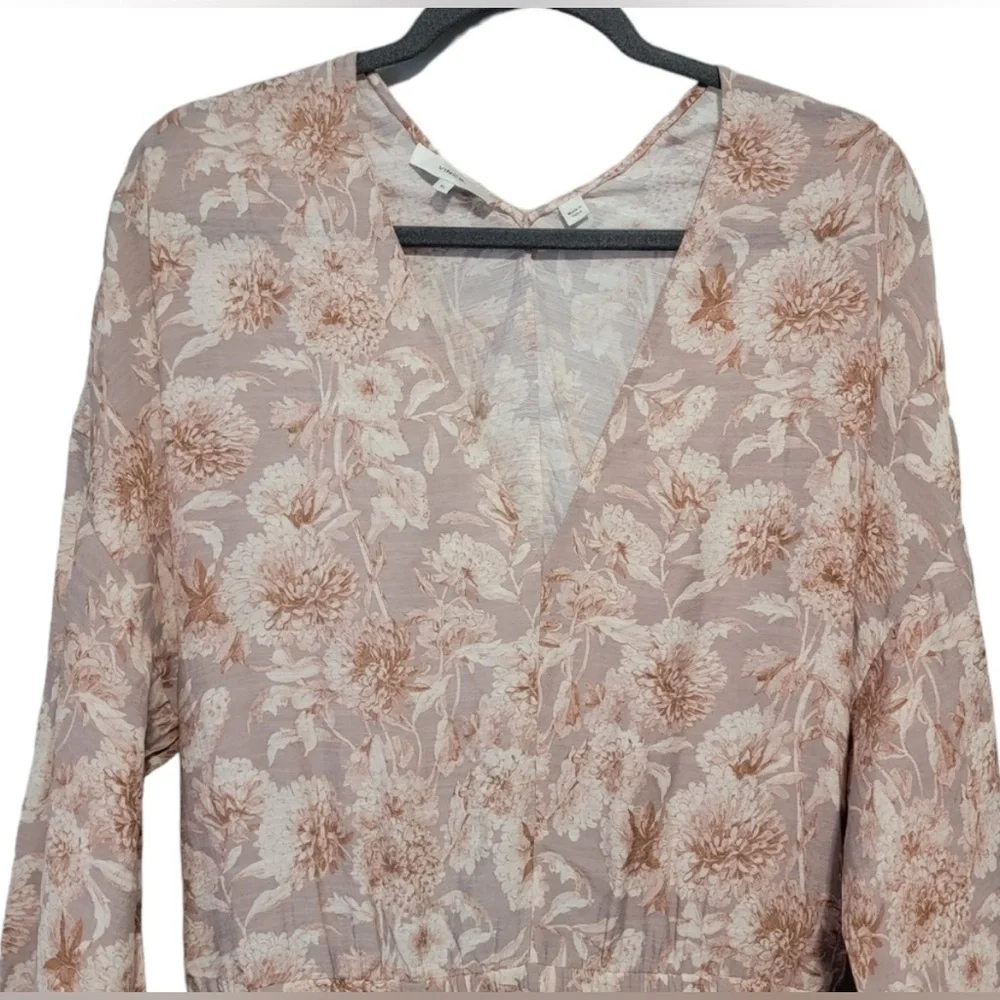 Vince Women's Dress XL Midi Dahlia Long Sleeve Double V-Neck Cottage Feminine - Picture 5 of 10